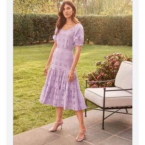 ANN TAYLOR petite The Eyelet Scoop Neck Midi Dress